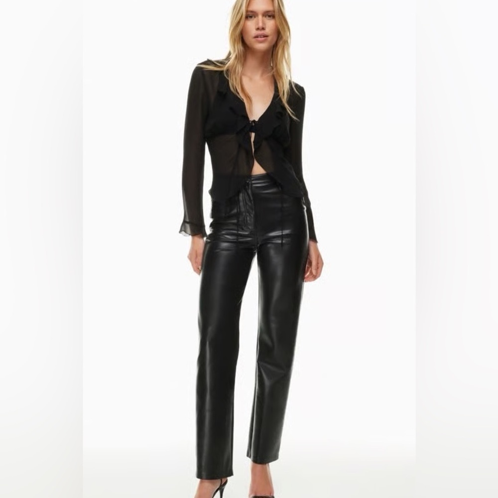 Aritzia Wilfred Black Leather Melina Pants